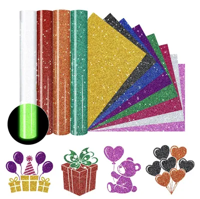12er-Pack Glitzer-Bügelfolie 30 x 25 cm