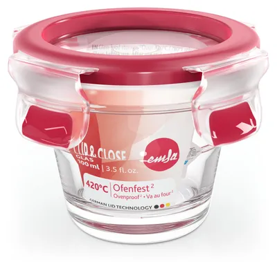 Produktbild von EMSA CLIP & CLOSE GLAS, Box, Rund, 0,1 l, Transparent, Glas, 420 °C