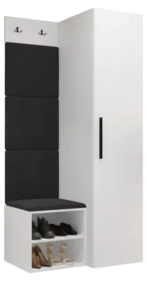 Produktbild von MIRJAN24 Garderoben-Set Medi III, Schuhschrank, Kleiderhakenbrett, 4x Paneel 42x42, 2 Kleiderhaken (Farbe: Weiß, Polo 897)