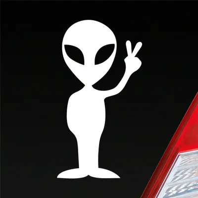 Produktbild von Auto Aufkleber Alien Außerirdischer All Comic Motorrad 12x7 cm Weiss Glanz Sticker Heckscheibenaufkleber