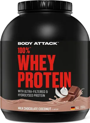 Produktbild von Body Attack 100% Whey- 2 kg Milk Chocolate Coconut