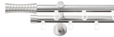 Produktbild von SN Deco Gardinenstange Innenlauf Nancy, 19 mm, 2-läufig, Stahl, Komplett-Set mit Ringen, Profilträger, 360 cm, chrom matt