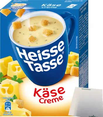 Produktbild von Erasco Heisse Tasse Käse-Cremesuppe 1er Pack (3 Beutel a 18g) + usy Block