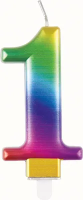 Produktbild von Geburtstagskerze Zahlenkerze 1 in Regenbogenfarben für Geburtstagskuchen und Party Deko