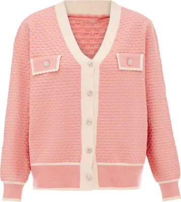 Immagine prodotto di Cardigan da donna Carato - rosa bianco lana, XS/S