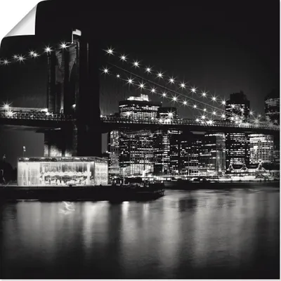 Produktbild von ARTland Poster NYC Brooklyn Bridge bei Nacht Größe: 50x50 cm