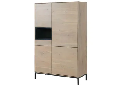 Image de MASSIVMOEBEL24 | Buffet 111x45 Acacia laqué Gris-Blanc CHICAGO #09