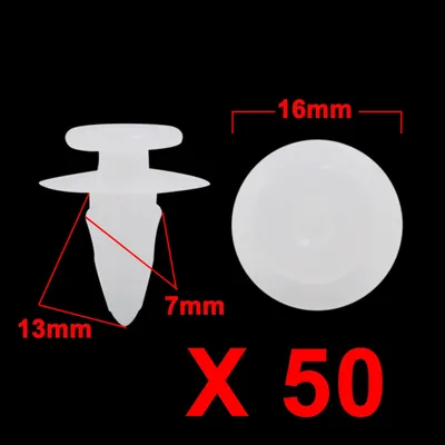 Image de 50Pcs Rivet plastique blanc trou 7mm Clips retenue porte voiture
