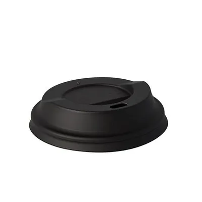 Image de Couvercles de gobelets en C-PLA, noirs, diamètre 80 mm, lot de 50.