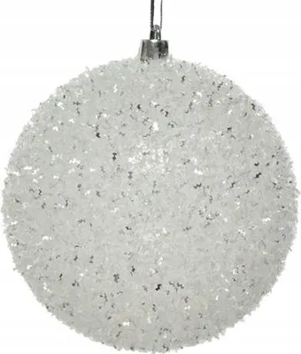 Imagen del producto de Adorno navideño esférico, resistente a golpes, de 10 cm, en blanco y plateado