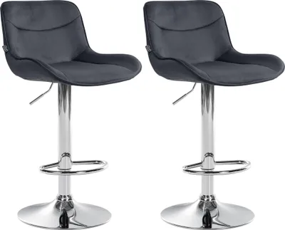 Produktbild von 2er Set Barhocker HLO-CP303 Samt chrom schwarz