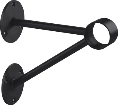 Produktbild von Bar-Reling Wandstütze mit Diagonalstreben für Rohr-ø 38 mm, Schwarz beschichtet