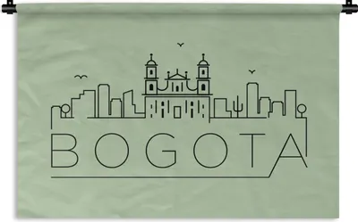 Produktbild von MuchoWow® Wandteppich Wandbehang Skyline "Bogota" grün 120x80 cm Tapisserie Dekoration Wandtuch - Wanddekorationen - Wandtücher