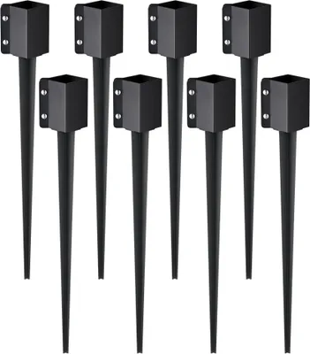 Produktbild von Erdspieß für Zaunpfosten - 8er-Pack - 113 x 113 x 914 mm - Außendurchmesser - Metall schwarz pulverbeschichtet - Erdspießer für Briefkästen