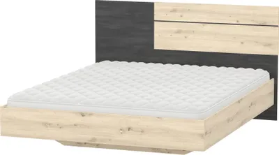 Produktbild von Bett Bettgestell Doppelbett mit Lattenrost ohne Matratze Artisan Eiche/Schwarze Norwegische Kiefer BAFRA 160x200cm