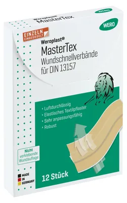 Produktbild von Weroplast MasterTex Wundschnellverbände DIN 13157 - 2021, 12 Stk