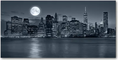 Produktbild von Tulup® Glas-Bild - 100x50 -Wandkunst - Wandbild hinter gehärtetem Sicherheitsglas  - Sehenswürdigkeiten & Architektur - New York bei Nacht - Schwarzweiß