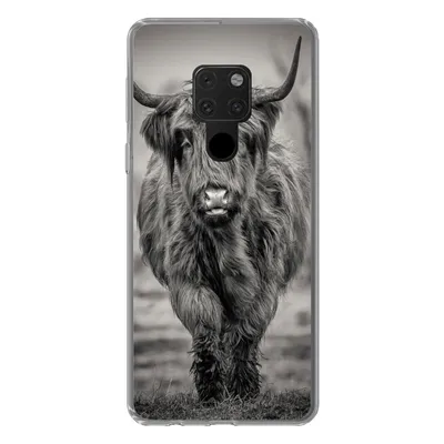 Produktbild von MuchoWow® Handyhülle Schutzhülle Hülle für Huawei P40 Lite Schottischer Highlander - Schwarz und Weiß Silikon Softcase Handy Hülle - Handy