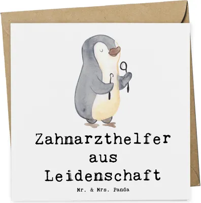 Produktbild von Mr. & Mrs. Panda Glückwunschkarte Zahnarzthelfer Leidenschaft - Weiß - Geschenk, anlasskarte, Klappkarte, Grußkarte, doppelkarte, faltkarte