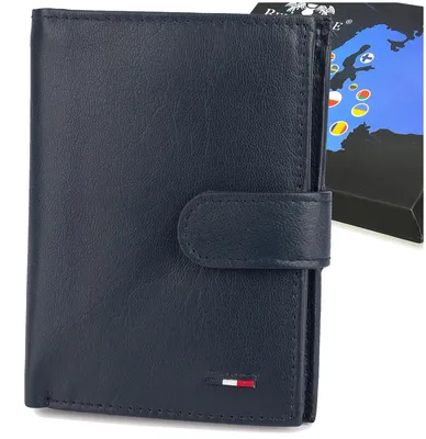 Immagine prodotto di Portafoglio da uomo verticale in pelle blu navy, modello Beltimore D49