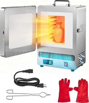 Produktbild von Elektrischer Schmelzofen - Brennofen/Keramikofen - 1650 W - Max. 1200 °C - PID-Temperaturregelung - Digitalanzeige - Für Wachsausschmelzguss, Metallglühen & Keramikbrennen