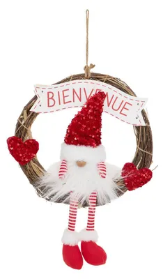 Produktbild von Weihnachtszwerg mit glitzerkranz, h. 48 cm - Atmosphera créateur d'intérieur