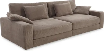 Produktbild von Big-Sofa 290 cm breit Federkern Polsterung Lounge Couch extratief mit Cord Braun Taupe / 15252