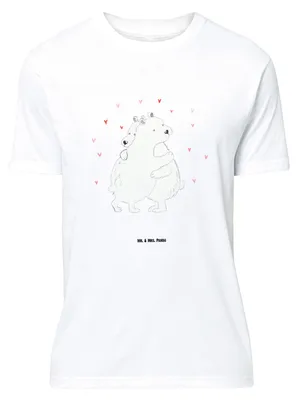Produktbild von Mr. & Mrs. Panda Größe M T-Shirt Eisbär Umarmen - Weiß - Geschenk, mit Spruch, Herren, Shirt, Lustige Sprüche, Tshirt