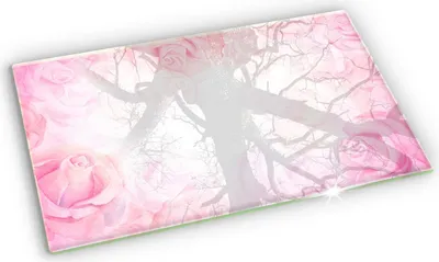 Produktbild von Glas Grabkerzen Untersetzer Motiv Gummifüße - 52x30 cm - Zarte Hintergrundrosen