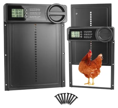 Automatische Kippenhokdeur mit Timer, LCD, Aluminium, schwarz