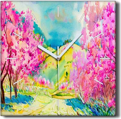 Produktbild von Coloray Hodiny Unikátní 30x30 cm  Tiché hodiny Pro obývací pokoj a kuchyň Nástěnné hodiny Plátno Černé ručičky hodin - Stromový kopec