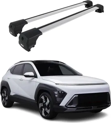 Image de Barres De Toit Transversales pour Hyundai Kona 2 2023-2025 ABE Gris Alu 2x