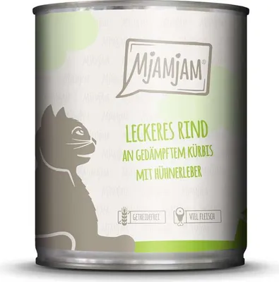 Produktbild von MjAMjAM leckeres Rind an gedämpftem Kürbis, Adult, jede Rasse, Rind, Kürbis, 800 g, Getreidefrei