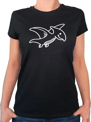Produktbild von Huuraa Damen T-Shirt Pteranodon Dinosaurier L Black Bio Baumwolle Fairtrade Damenshirt Geschenkidee
