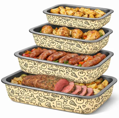 4 rechteckige Backformen 20-35 cm, antihaftbeschichtet, spülmaschinengeeignet