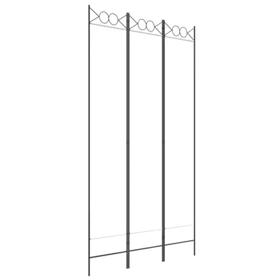 A black metal trellis structure with circular decorative elements at the top.