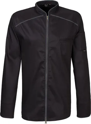 Produktbild von Kochjacke langarm, 2-wege RV, Fb. schwarz, Paspel graphit, Gr. 4XL : 4XL : graphit : 65% Polyester 35%Baumwolle 220 g/m²