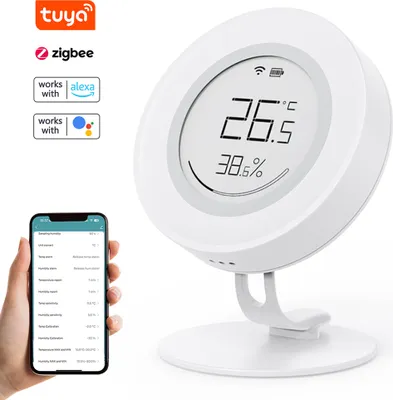 Produktbild von Tuya ZigBee Temperatur- und Feuchtigkeitmessgeraet Hygrothermograph, kompatibel mit Google Home Amazon Alexa