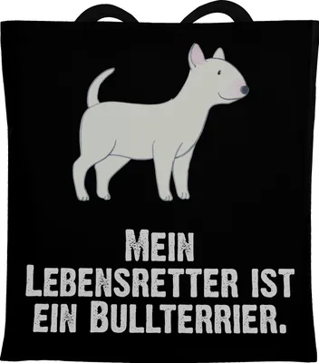 Produktbild von Mr. & Mrs. Panda Tote Bag Bullterrier Lebensretter - Schwarz - Geschenk, Unitasche, Jutebeutel, Tasche, Schultasche, Beutel