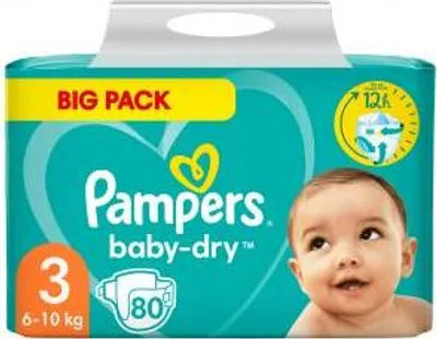Produktbild von Pampers baby-dry Windeln Größe 3 (6-10 kg) Big Pack 80 Stück