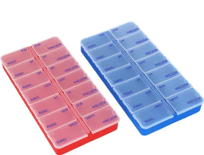 Produktbild von COM-FOUR® 2X Medikamentendosierer auf POLNISCH - Medikamenten-Box für 7 Tage - Pillendose - Tablettendose - Tablettenbox - Wochendosierer zur Aufbewahrung [POLNISCH]