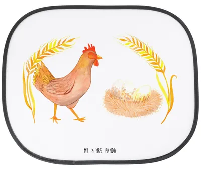 Produktbild von Mr. & Mrs. Panda Sonnenblende Auto Huhn Stolz - Weiß - Geschenk, Geburt, Hof, Hahn, Schwangerschaft, Bauernhof, Hitzeschutz, Sonnenschutz für Autoscheiben, scheibenschutz