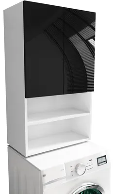 Zdjęcie produktu dla szafka wisząca nad pralkę 60cm biały czarny POŁYSK
