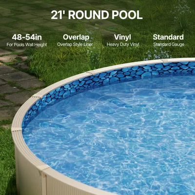 Produktbild von Runde Poolfolie, φ 640x147 cm, Innenfolie, Ersatzfolie, Innenhülle, Schwimmbadfolie, Folie aus Vinyl in Standardstärke im Überlappungsstil, für Aufstellpools mit 137 cm Wandhöhe