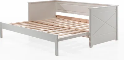 Produktbild von VIPACK Kojen-Spielbett mit Liegefläche 90 x 200 cm, inkl. Leiter, Rutsche und Rolllattenrost, Kiefer massiv grau lackiert