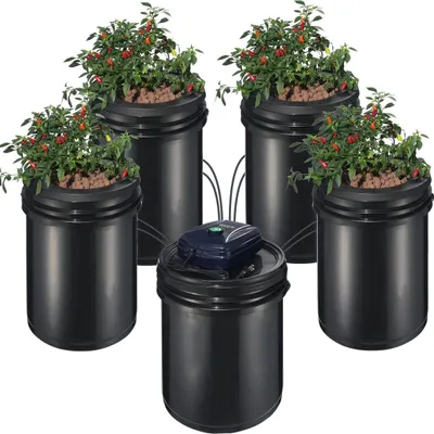 Zdjęcie produktu dla System hydroponiczny RDWC z recyrkulacją wody w głębokiej hodowli 4 wiadra 5 galonów