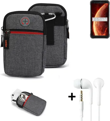 Produktbild von K-S-Trade Gürteltaasche + Kopfhörer kompatibel mit Blackview BV4900 Handy Tasche Holster Schutz Hülle Handy Hülle grau Zusatzfächer 1x