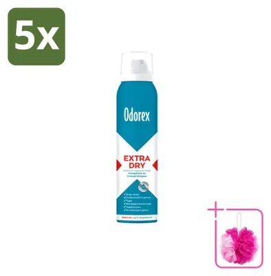 Imagen del producto de 5 unidades de spray antitranspirante Odorex Extra Seco para piel sensible, 150 ml, pack ahorro