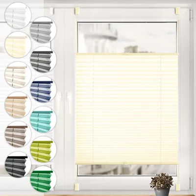 Produktbild von Sonello Plissee Klemmfix ohne Bohren 40cm x 120cm Creme Faltrollo Plisseerollo Jalousie für Tür & Fenster Blickdicht Sichtschutz Sonnenschutz Fertifplissee Rollo