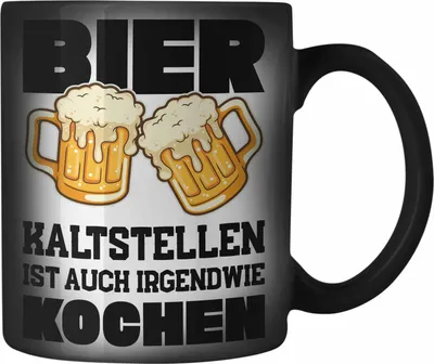 Produktbild von Trendation - Bier Farbwechsel Zauber-Tasse Lustiger Spruch Saufen Party Lustiger Spruch Männer Vater (Schwarz)
